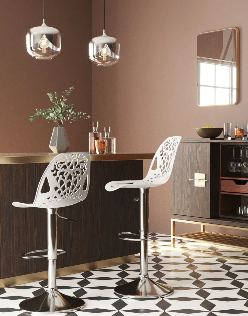 Barhocker Ornament White