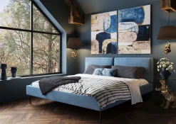 Bett East Side Cord Blau 180x200cm