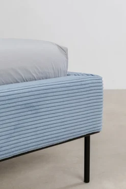Bett East Side Cord Blau 160x200cm