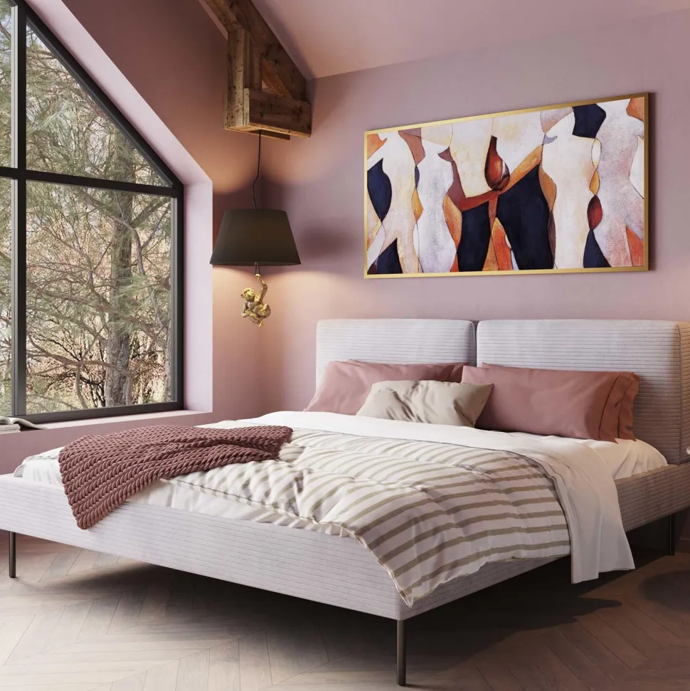 Bett East Side Cord Grau 180x200cm