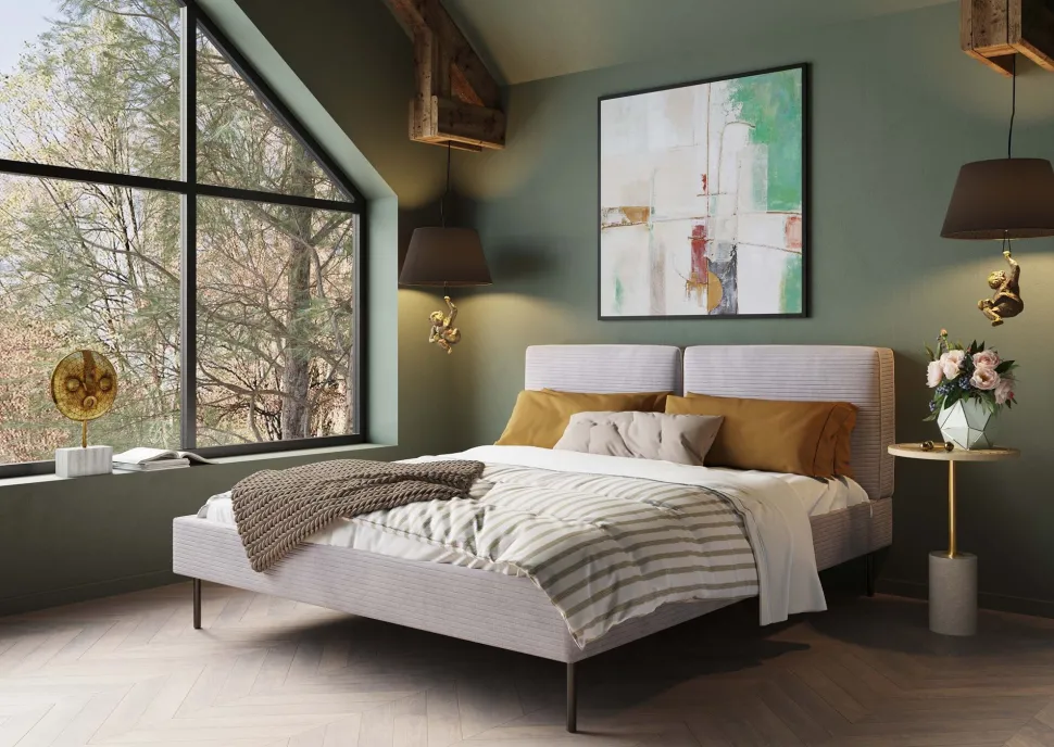 Bett East Side Cord Grau 160x200cm