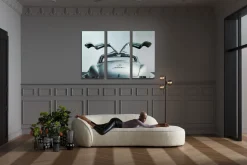 Bild Glas Triptychon Oldtimer Back 240x160cm