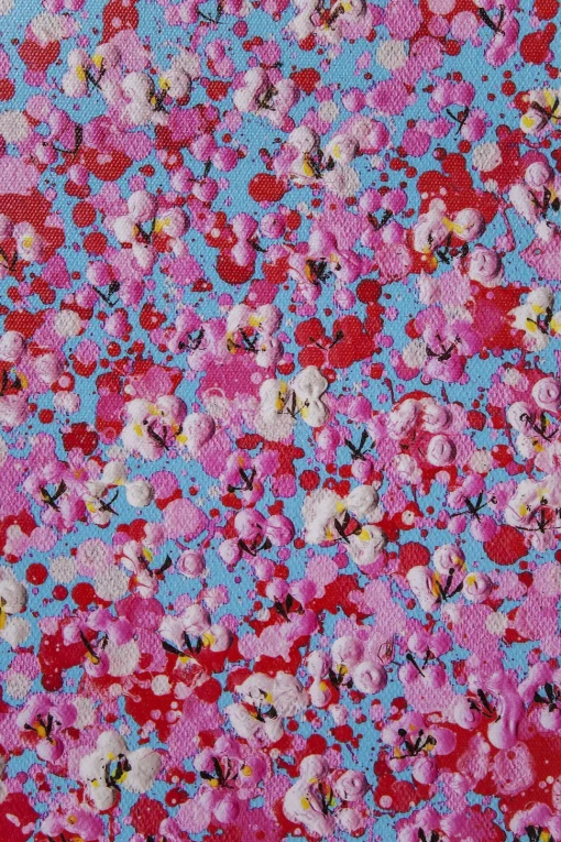 Bild Touched Flower Boat Blau Pink 120x160cm