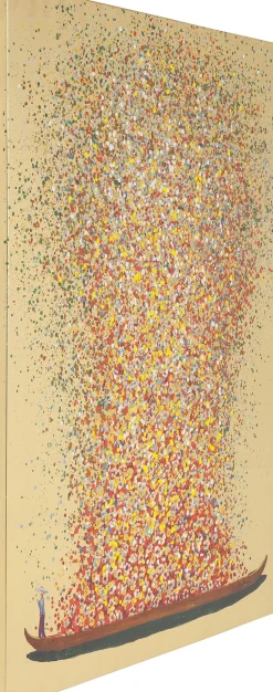 Bild Touched Flower Boat Gold Rot 80x100cm