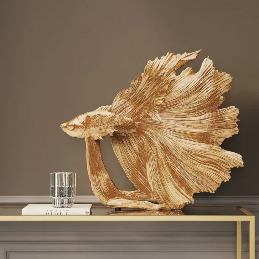 Deko Figur Betta Fish Gold Klein