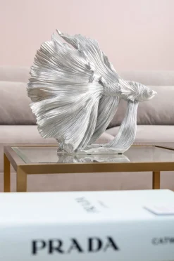 Deko Figur Betta Fish Silber Klein