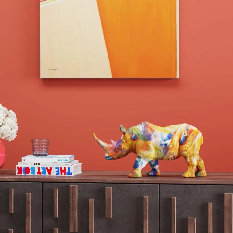 Deko Figur Colored Rhino 17cm