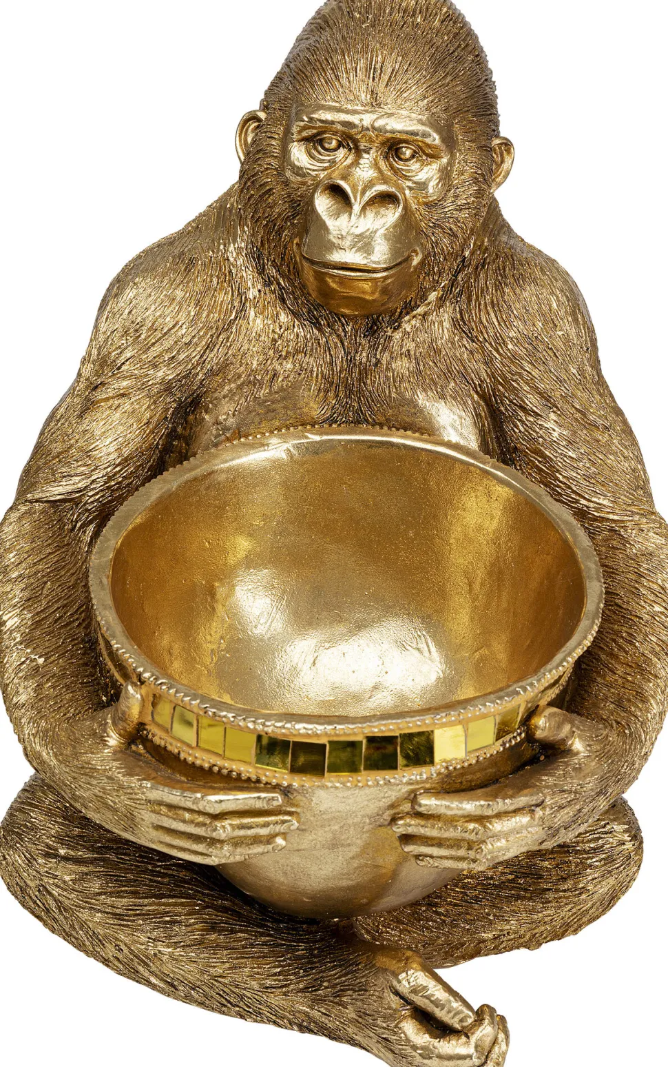Deko Figur Gorilla Holding Bowl Gold 41cm