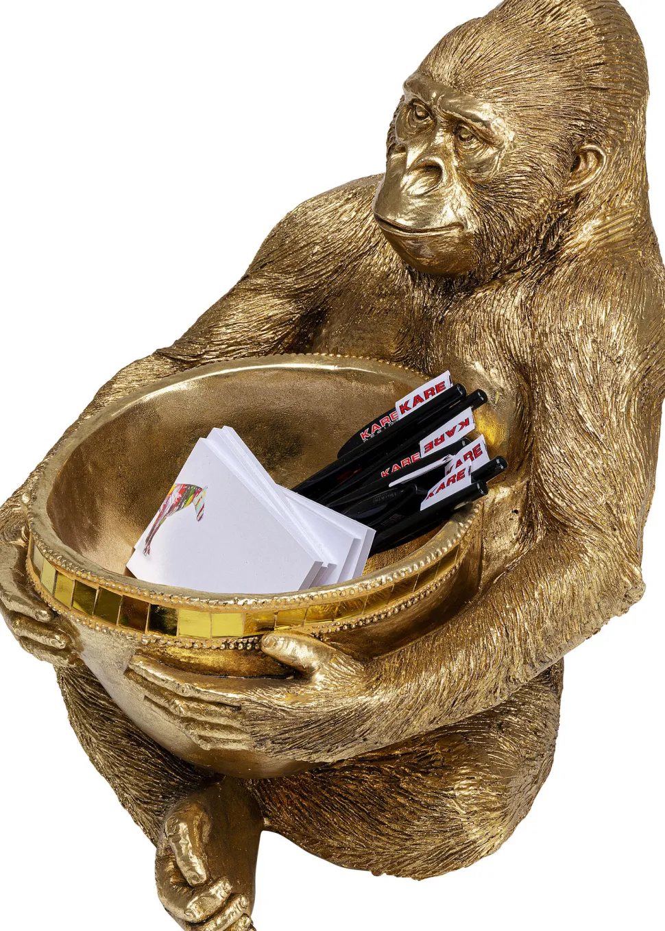 Deko Figur Gorilla Holding Bowl Gold 41cm