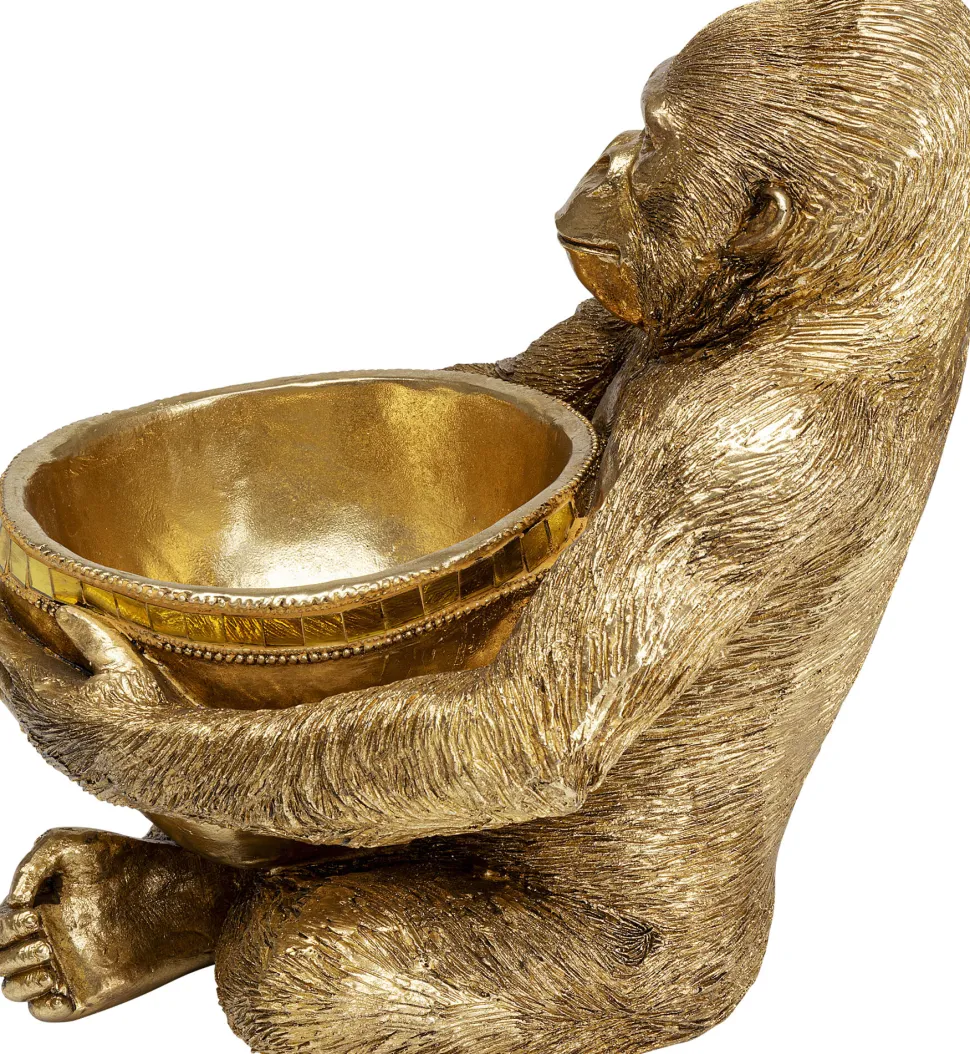 Deko Figur Gorilla Holding Bowl Gold 41cm