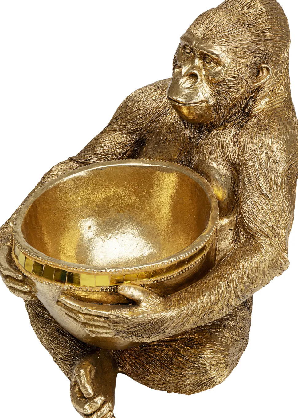 Deko Figur Gorilla Holding Bowl Gold 41cm