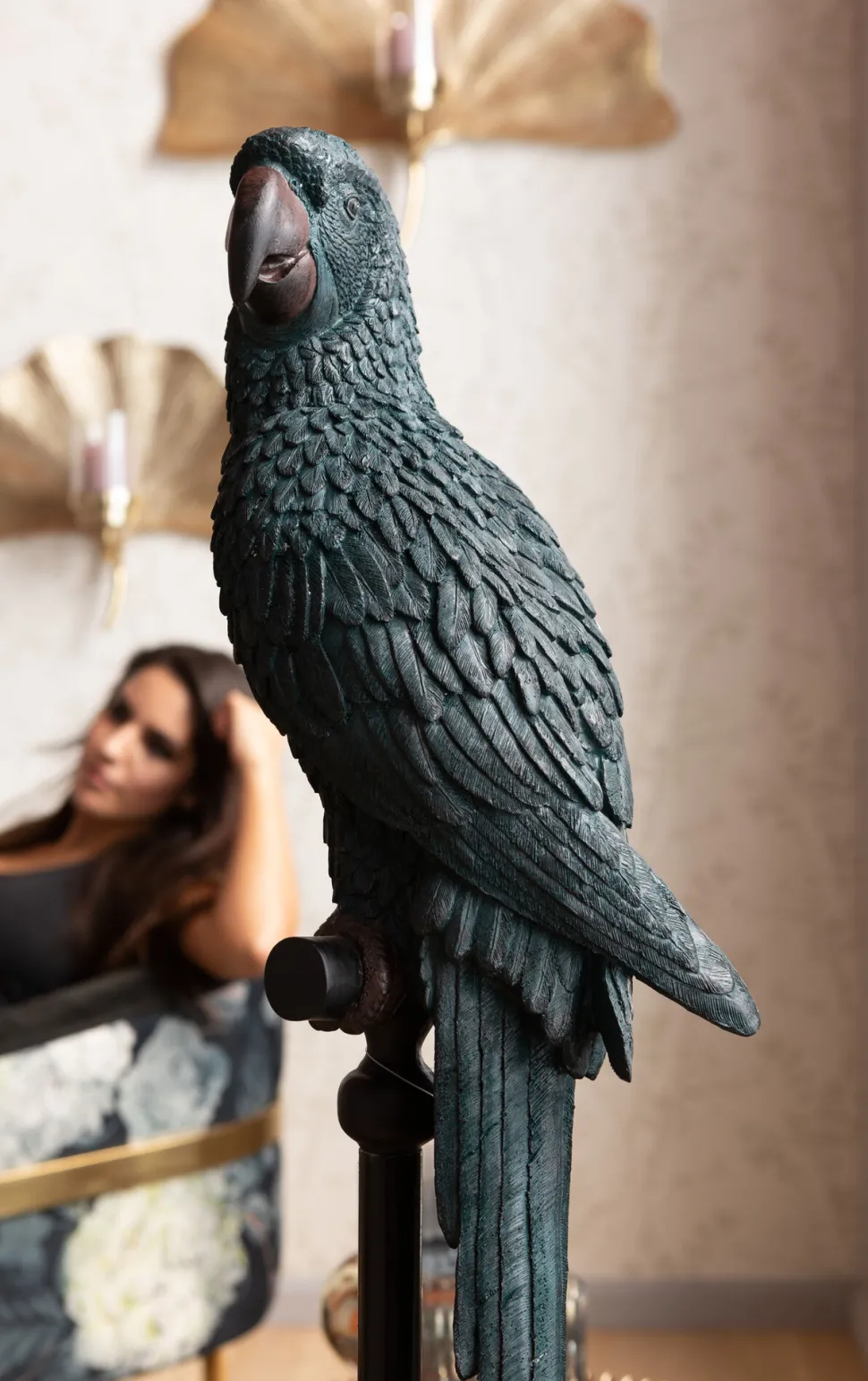 Deko Figur Parrot Petrol