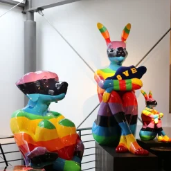 Deko Figur Sitting Rabbit Rainbow 80