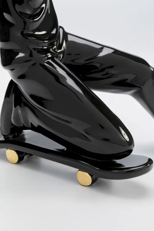 Deko Figur Skating Astronaut Schwarz 21cm