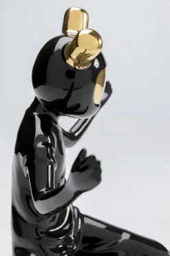 Deko Figur Skating Astronaut Schwarz 21cm