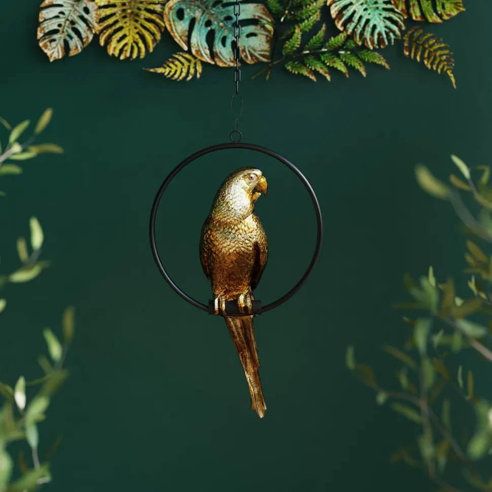 Deko Figur Swinging Parrot Gold