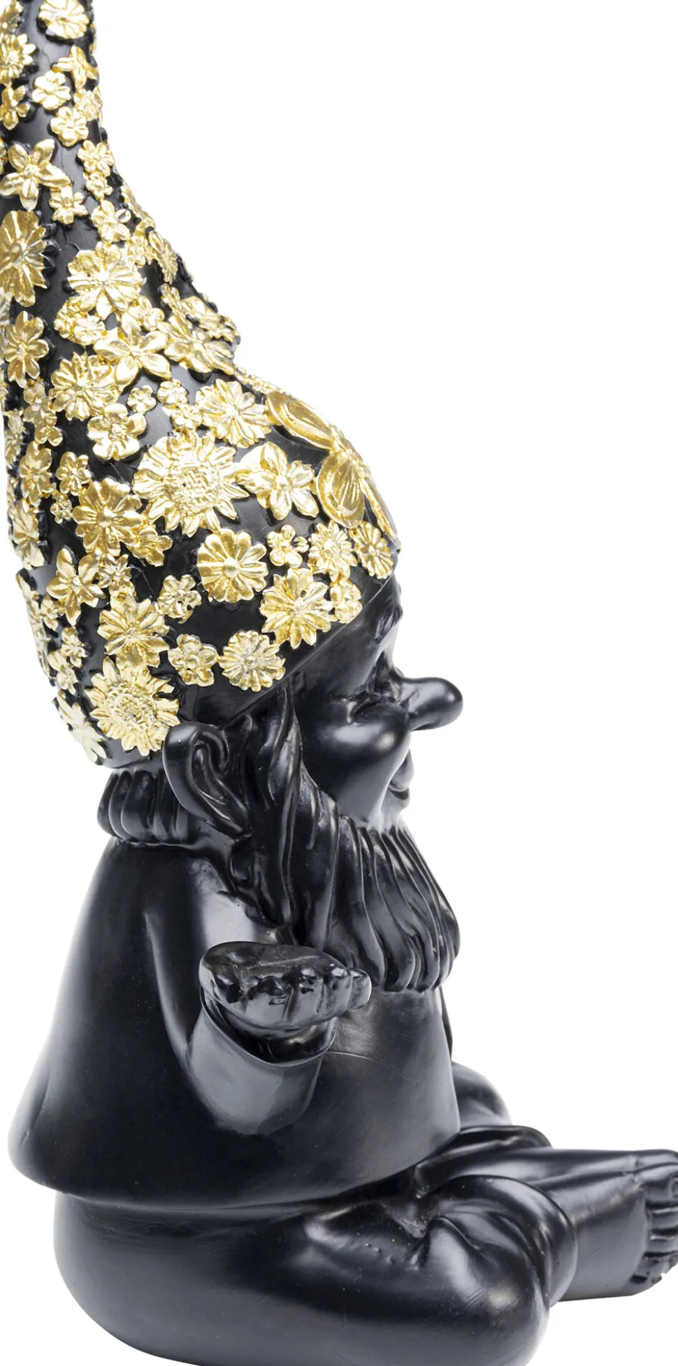 Deko Figur Zwerg Meditation Schwarz Gold 19cm