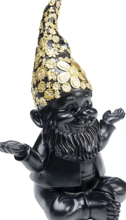 Deko Figur Zwerg Meditation Schwarz Gold 19cm