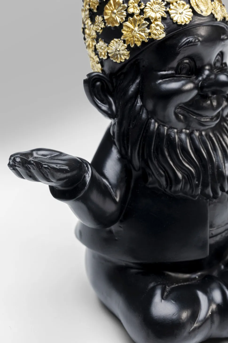 Deko Figur Zwerg Meditation Schwarz Gold 19cm
