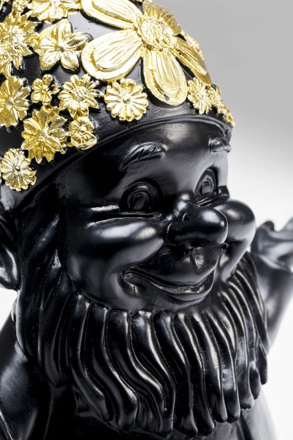 Deko Figur Zwerg Meditation Schwarz Gold 19cm