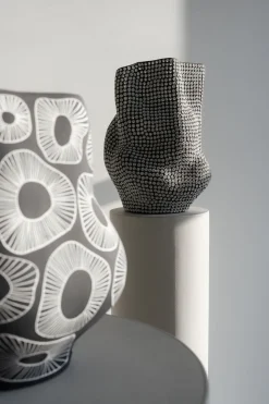 Deko Vase Anemone Schwarz 43cm