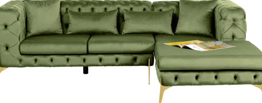 Ecksofa Bellissima Velvet Grün Rechts