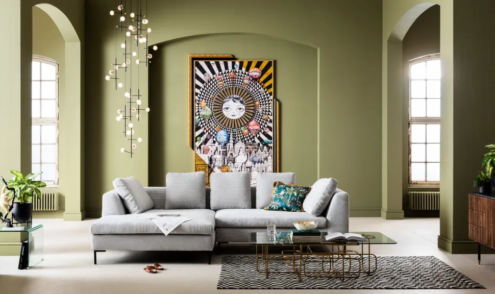 Ecksofa Gianni Cord Grau Links