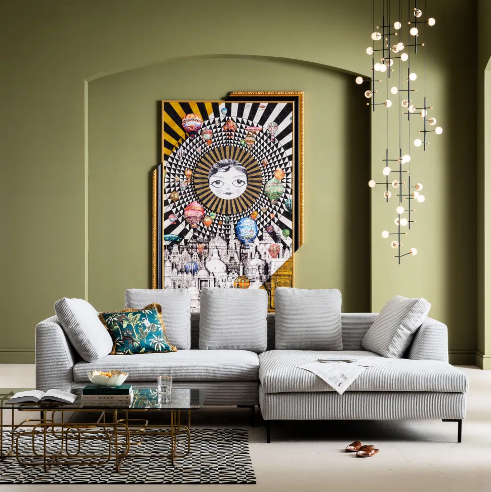 Ecksofa Gianni Cord Grau Rechts