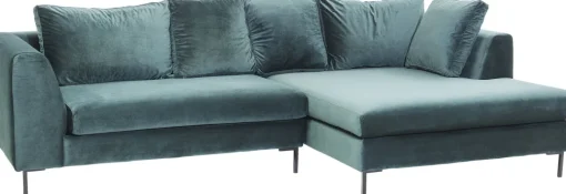 Ecksofa Gianni Velvet Dunkelgrün Rechts Schwarz