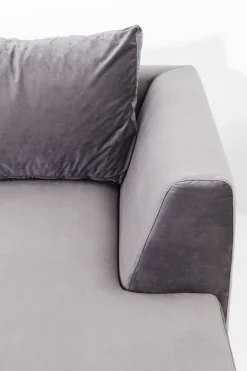 Ecksofa Gianni Velvet Grau Links Schwarz
