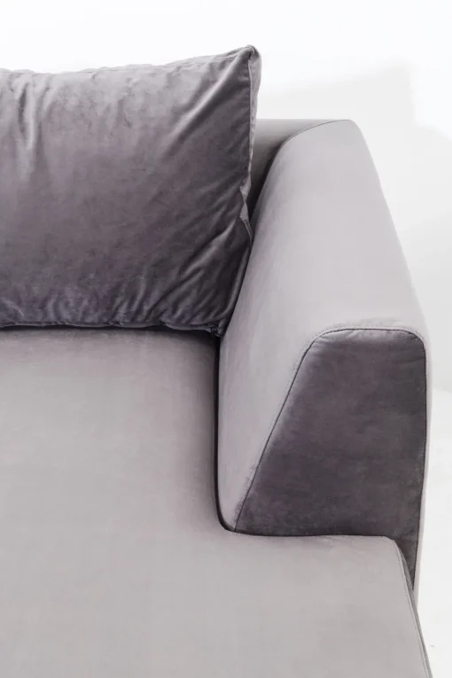 Ecksofa Gianni Velvet Grau Links Schwarz