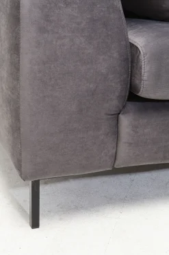 Ecksofa Gianni Velvet Grau Links Schwarz