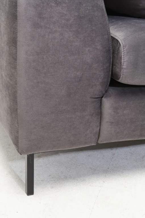 Ecksofa Gianni Velvet Grau Links Schwarz