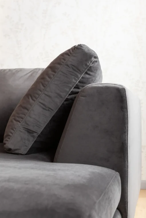 Ecksofa Gianni Velvet Grau Links Schwarz