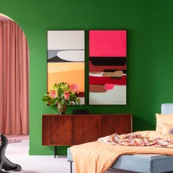 Gerahmtes Bild Abstract Shapes Pink 73x143cm
