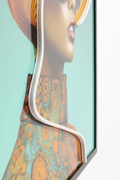 Gerahmtes Bild Sun Hat Woman Gelb LED 80x80cm