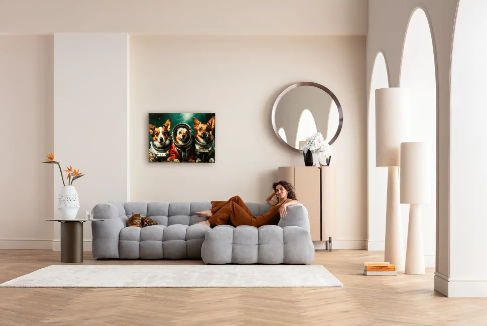 Glasbild Astronauts Dogs 80x60cm