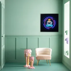 Glasbild Coffee LED 80x80cm