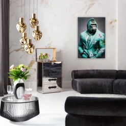 Glasbild Mister Gorilla Blau 60x90cm