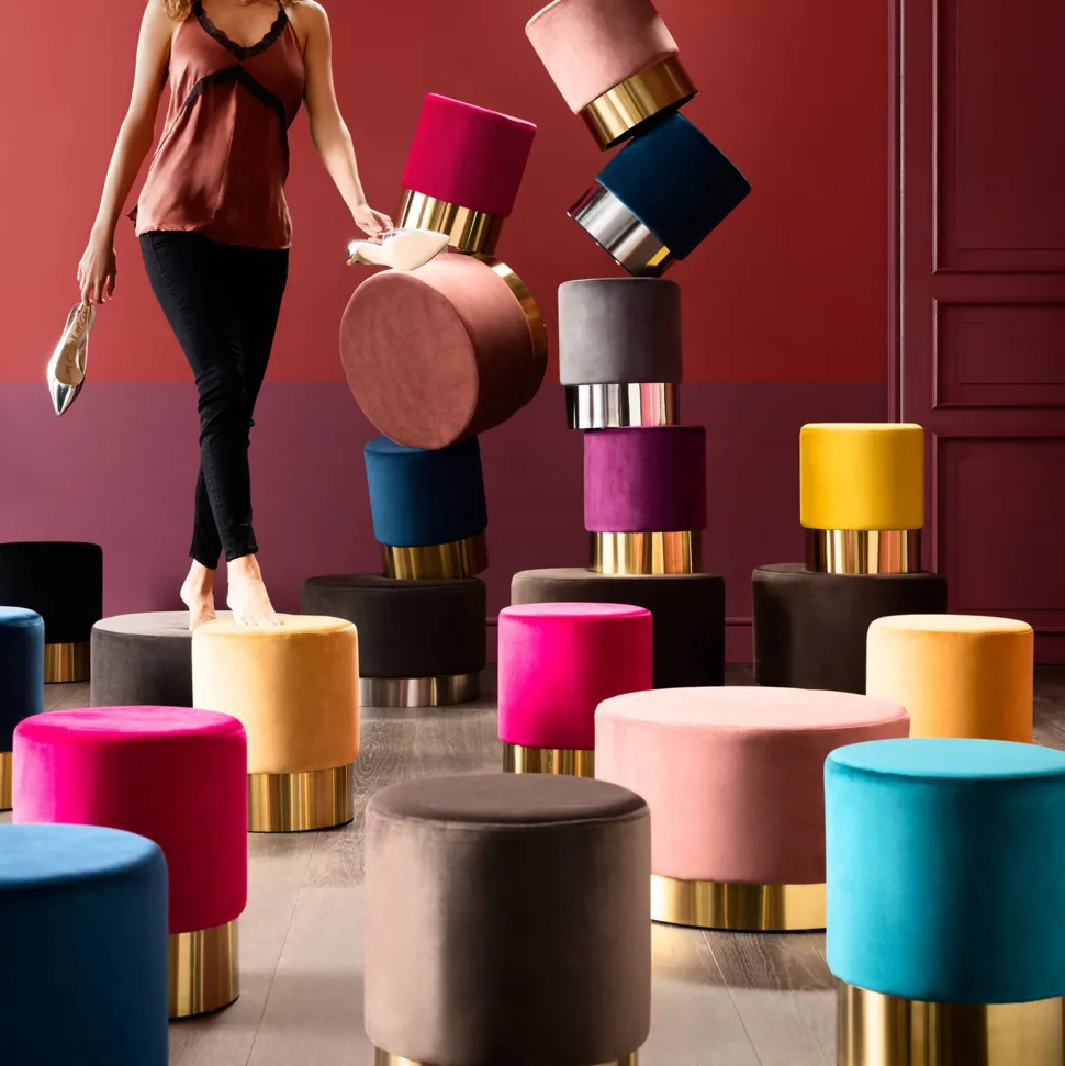 Hocker Cherry Schwarz Brass Ø35cm