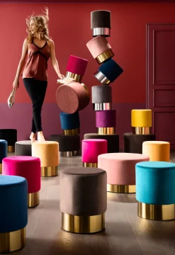 Hocker Cherry Schwarz Brass Ø35cm