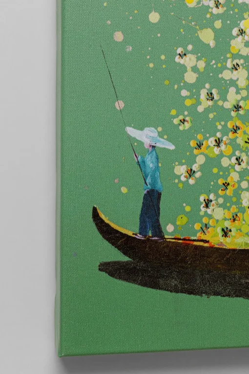 Leinwandbild Flower Boat Grün Gelb 80x100cm