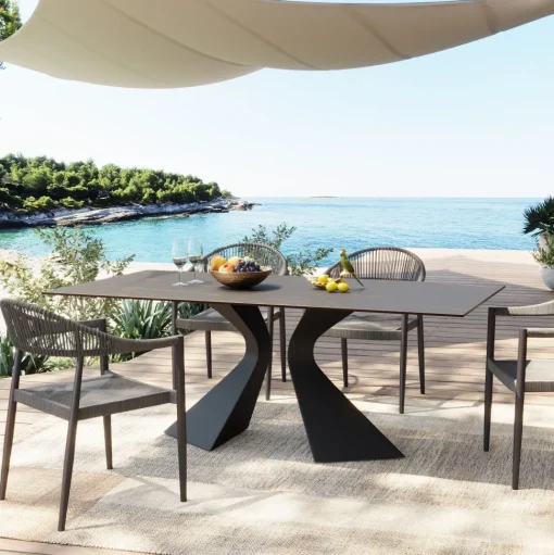 Tisch Gloria Outdoor Keramik Schwarz 180x90cm