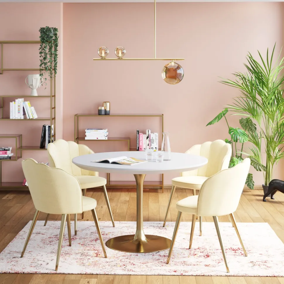 Tisch Invitation Set Weiß Brass Ø90cm