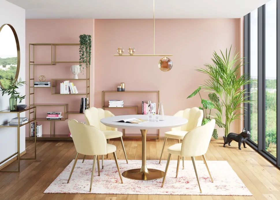 Tisch Invitation Set Weiß Brass Ø90cm