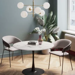 Tisch Schickeria Marmor Weiß Schwarz Ø110cm