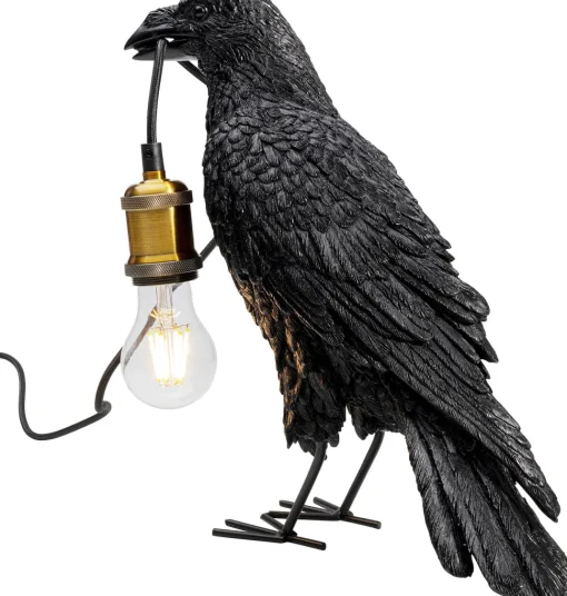 Tischleuchte Animal Crow Matt Schwarz 34cm
