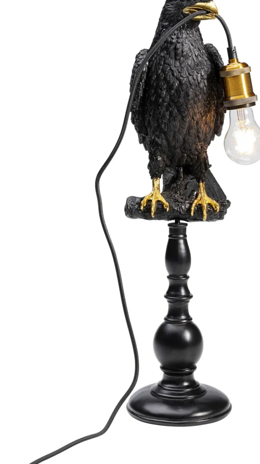 Tischleuchte Animal Sitting Crow Matt Schwarz 61cm
