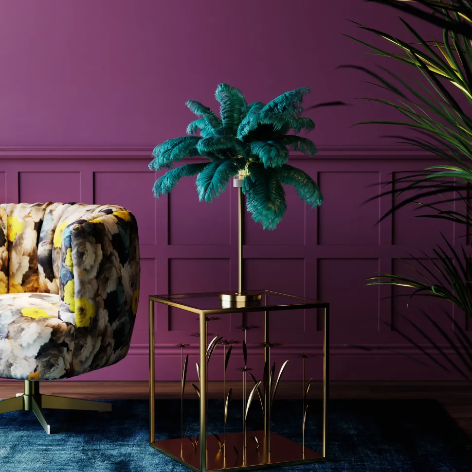 Tischleuchte Feather Palm Grün 60cm