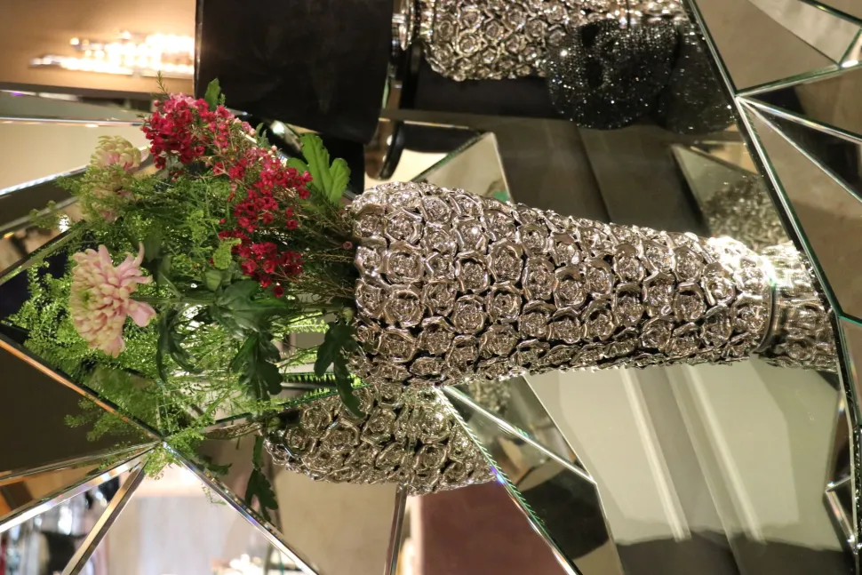 Tischleuchte Rose Silber 57cm